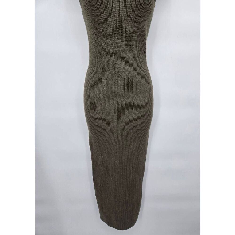 Pretty Garden Sleeveless Sweater Dress Size Medium Ribbed Olive Green - Picture 4 of 9